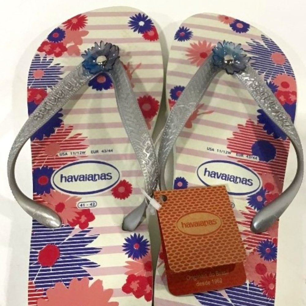 Havainas Floral Flip Flops- Women's 11/12 CAPRICE NWT